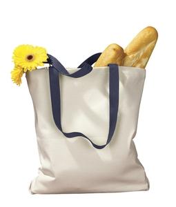 BAGedge BE010 - 12 oz. Canvas Tote with Contrasting Handles Natural/Navy