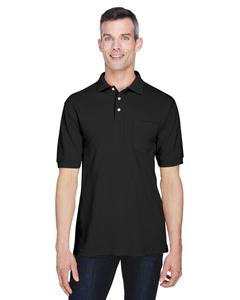 Harriton M265P - 5.6 oz. Easy Blend Polo with Pocket Negro