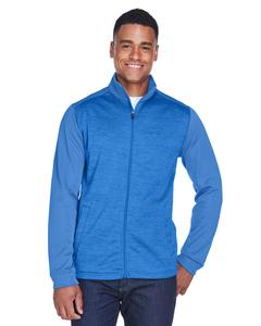 Devon & Jones DG796 - Men's Newbury Colorblock Mélange Fleece Full-Zip French Blue/French Blue Heather