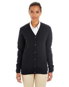 Harriton M425W - Ladies Pilbloc V-Neck Button Cardigan Sweater Negro
