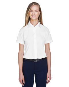 Devon & Jones D620SW - Ladies Crown Collection Solid Broadcloth Short Sleeve Shirt Blanca