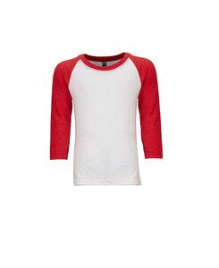 Next Level NL3352 - Remera de mangas Raglan 3/4 de cuello redondo para jóvenes Red/ White