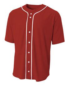 A4 A4NB4184 - Youth Full Button Baseball Top Scarlet