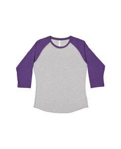 LAT LA3530 - Ladies' Baseball Fine Jersey Tee Vintage Heather/ Vnt Purple