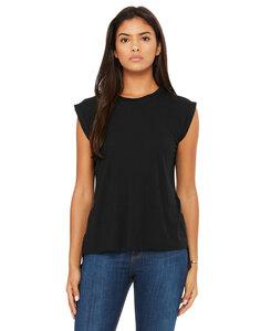 BELLA+CANVAS B8804 - Women's Flowy Muscle Tee with Rolled Cuff Negro