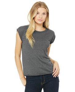 BELLA+CANVAS B8804 - Women's Flowy Muscle Tee with Rolled Cuff Dark Grey Heather