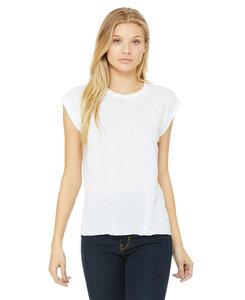 BELLA+CANVAS B8804 - Women's Flowy Muscle Tee with Rolled Cuff Blanca