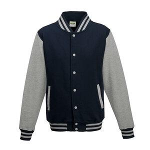 All We Do JHA043 - JUST HOODS ADULT LETTERMAN JACKET Oxford Navy / Heather Grey