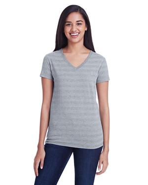 Threadfast 252RV - Ladies Invisible Stripe V-Neck T-Shirt