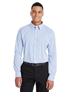 Devon & Jones DG540 - Men's CrownLux Performance Micro Windowpane Shirt French Blue/White