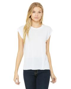 Bella+Canvas 8804 - Ladies Flowy Muscle T-Shirt with Rolled Cuff Blanca