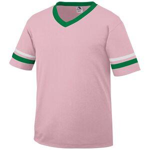 Augusta Sportswear 360 - Remera jersey con mangas con rayas Light Pink/ Kelly/ White