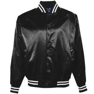 Augusta Sportswear 3610 - Satin Baseball Jacket/Striped Trim Negro / Blanco