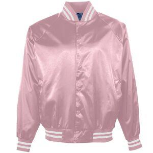 Augusta Sportswear 3610 - Satin Baseball Jacket/Striped Trim Light Pink/White