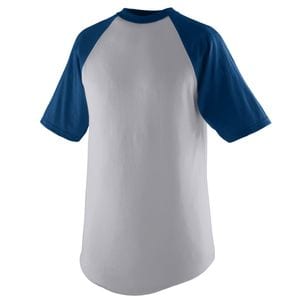 Augusta Sportswear 424 - Youth Short Sleeve Baseball Jersey Athletic Heather/Navy