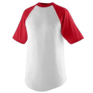 Augusta Sportswear 424 - Youth Short Sleeve Baseball Jersey Blanco / Rojo