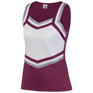 Augusta Sportswear 9141 - Girls Pike Shell Maroon/White/Metallic Silver