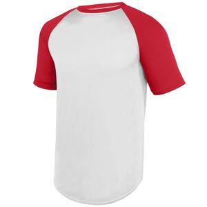 Augusta Sportswear 1508 - Wicking Short Sleeve Baseball Jersey Blanco / Rojo