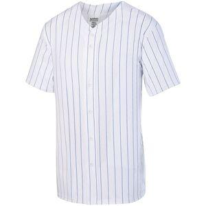 Augusta Sportswear 1685 - Pinstripe Full Button Baseball Jersey White/Royal