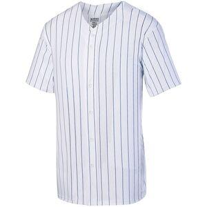 Augusta Sportswear 1685 - Pinstripe Full Button Baseball Jersey Blanco / Azul marino