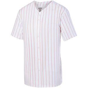 Augusta Sportswear 1685 - Pinstripe Full Button Baseball Jersey Blanco / Rojo