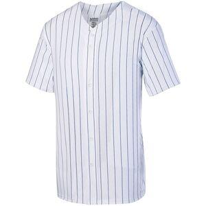 Augusta Sportswear 1686 - Youth Pinstripe Full Button Baseball Jersey Blanco / Azul marino
