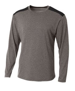 A4 A4N3101 - Adult Tourney Heather Long Sleeve Color Block Crew