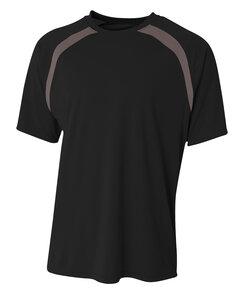 A4 A4NB3001 - Youth Spartan Short Sleeve Color Block Crew Black/Graphite