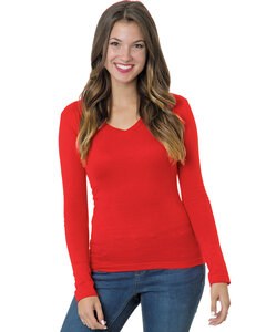 Bayside BA3415 - Youth Long-Sleeve V-Neck T-Shirt Roja