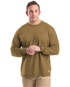 Berne BSM39 - Unisex Performance Long-Sleeve Pocket T-Shirt Brown