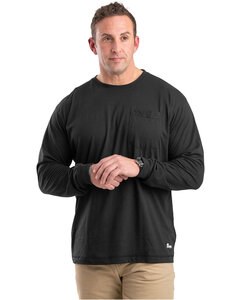 Berne BSM39 - Unisex Performance Long-Sleeve Pocket T-Shirt Negro