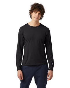 Champion CD200 - Unisex Long-Sleeve Garment Dyed T-Shirt Negro