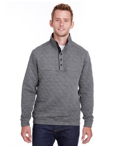 J. America JA8890 - Adult Quilted Snap Pullover Carbón de leña Heather