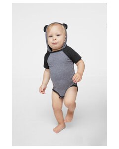 Rabbit Skins 4417 - Infant Character Hooded Bodysuit with Ears Gran Hth/Vn Smk
