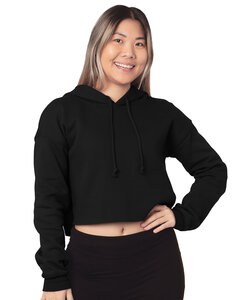 Bayside 7750 - Ladies Cropped Pullover Hooded Sweatshirt Negro