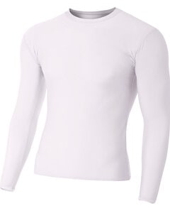 A4 NB3133 - Youth Long Sleeve Compression Crewneck T-Shirt Blanca