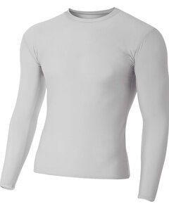 A4 NB3133 - Youth Long Sleeve Compression Crewneck T-Shirt Plata