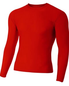 A4 NB3133 - Youth Long Sleeve Compression Crewneck T-Shirt Scarlet