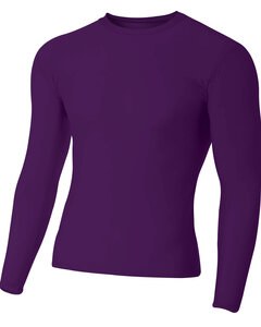 A4 NB3133 - Youth Long Sleeve Compression Crewneck T-Shirt Púrpura