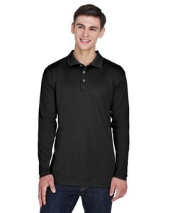 UltraClub 8405LS - Adult Cool & Dry Sport Long-Sleeve Polo Negro
