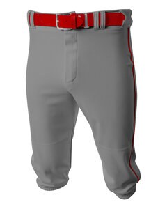 A4 NB6003 - Youth Baseball Knicker Pant Grey/Scarlet