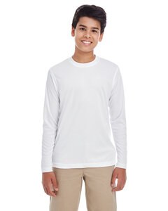 UltraClub 8622Y - Youth Cool & Dry Performance Long-Sleeve Top Blanca