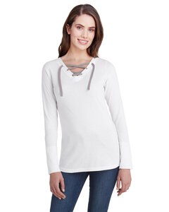LAT LA3538 - Ladies Long Sleeve Fine Jersey Lace-Up T-Shirt
